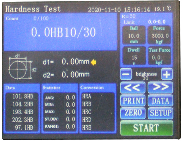 Brinell hardness testing machine screen